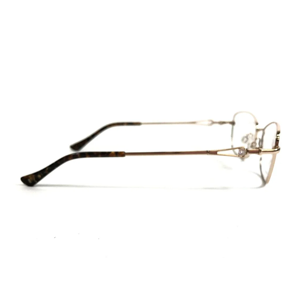 Tura Petite Eyeglasses Frames R582 BRN Brown Gold Cat Eye Wire Rim 50-16-135